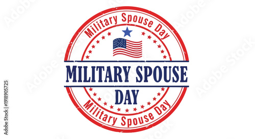 Military Spouse Day Red and Blue Rubber Stamp Vector Illustration