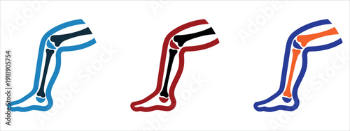 Orthopedic Leg Bone and Knee Joint Icons Set for Medical Healthcare Vector Illustration.