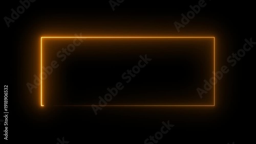 Rectangle glowing neon frame background animation, Glowing neon rectangle border frame in the shape rectangle. Neon abstract rectangle shape line animation.4K Motion graphics video..