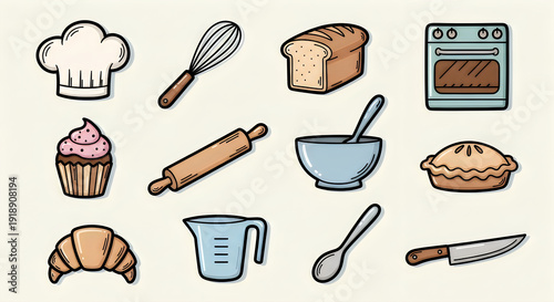Baking essentials and treats illustration illustration