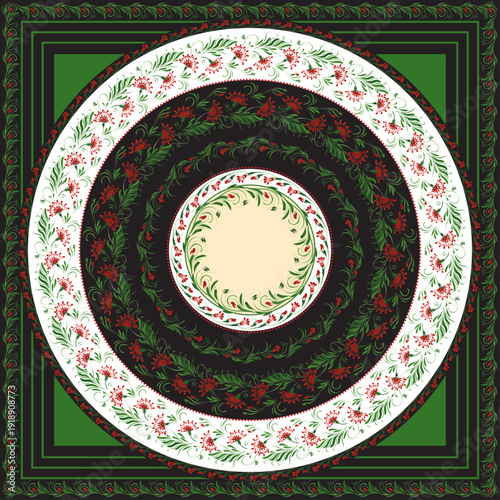 Vector floral seamless border patterns from hand painted red carnation flowers. 6 pattern brushes in the brush palette