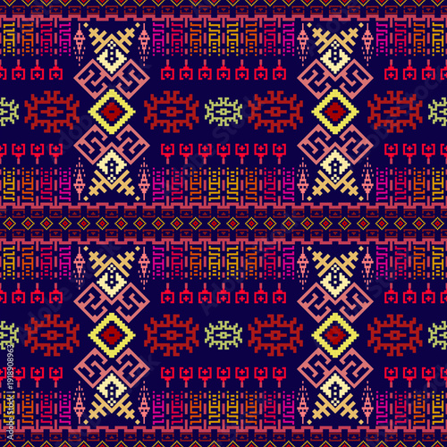 Geometric folklore ornament with rhombuses. Tribal ethnic vector texture. Seamless striped pattern in Aztec style. Figure tribal embroidery. Indian, Scandinavian, Gypsy, Mexican, folk pattern.