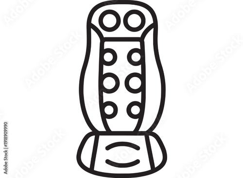 Remote control icon with button panel and rounded shape, simple black outline vector on white background, minimal line art for television, media, and home electronics apps
