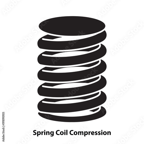 Black spring coil compression icon, vector illustration isolated on transparent background, png