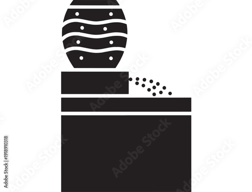 Salt shaker icon with dotted grains pouring from container, simple black silhouette kitchen seasoning symbol for cooking, restaurant menu, food label, and app UI