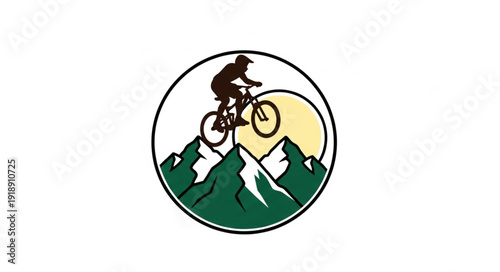 Mountain Biker Riding Downhill Illustration.