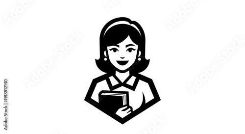 Woman holding tablet computer graphic illustration.