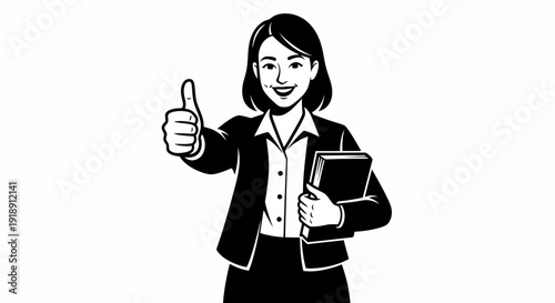 Woman in Business Suit Giving Thumbs Up.