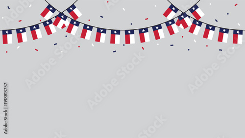 Seamless Texas Flag Party Bunting Border Background – Flat Design Illustration