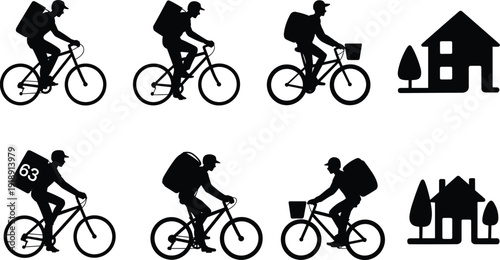 Black Silhouette Vector Set of Men Facial Hair Styles Including Beards and Mustaches for Barber Shop Branding and Grooming Design,