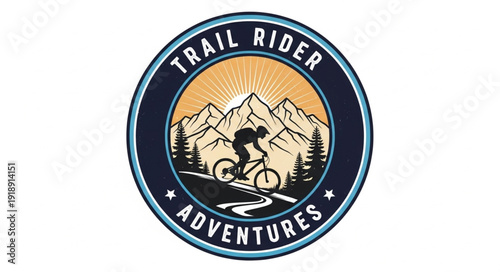 Mountain Biker Trail Rider Logo Design.