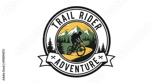 Mountain Biker Trail Rider Logo Design.