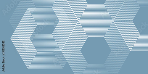 Abstract hexagon lines on gray background. Geometric stripe line art design for poster, brochure, cover, website, banner.
