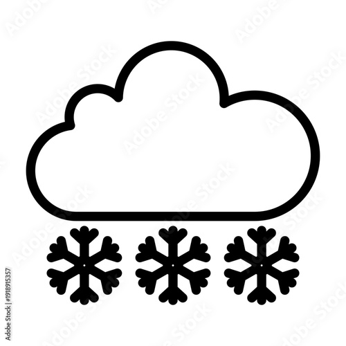 Decorative line icon showing snowflakes or snow cloud for winter weather