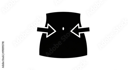 Simple black icon of a pot with two arrows pointing in opposite directions on its sides viewed from the front