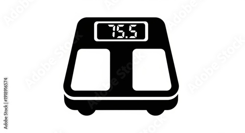 A digital scale displaying weight measurement viewed from the front with a simple design and numeric display