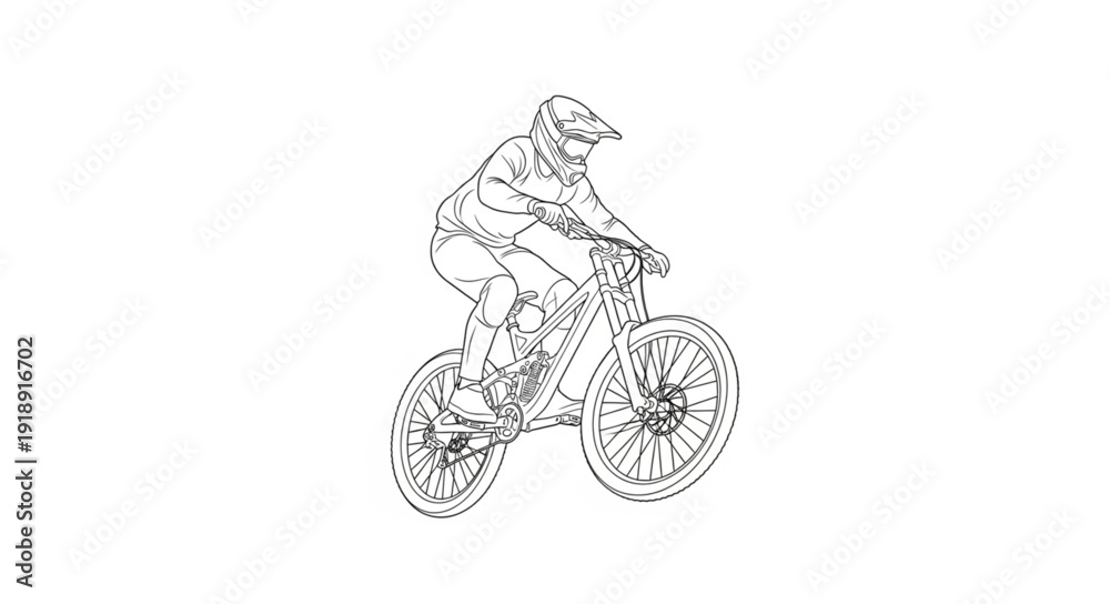 Fototapeta premium Mountain Biker Riding Off Road Bike.