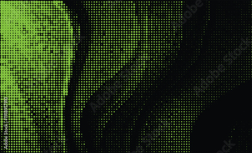 Green Digital Halftone Wave Particle Background