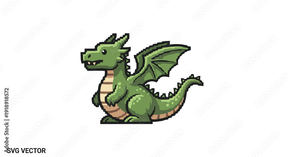 Fototapeta premium Cute Green Dragon Illustration.