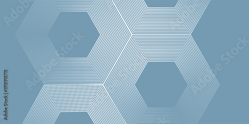 Abstract hexagon lines on gray background. Geometric stripe line art design for poster, brochure, cover, website, banner.