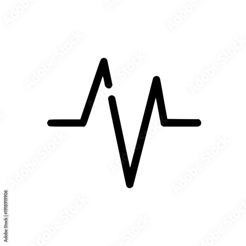 Abstract line icon representing a dynamic heartbeat or pulse wave, symbolizing vital signs, medical health monitoring, and biological data analysis