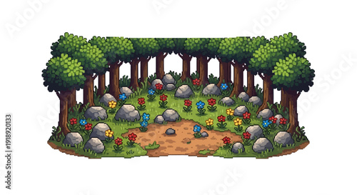 Forest Clearing Campsite In Woods.