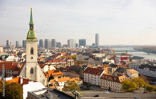Photography Panoramic view of Bratislava showcasing St