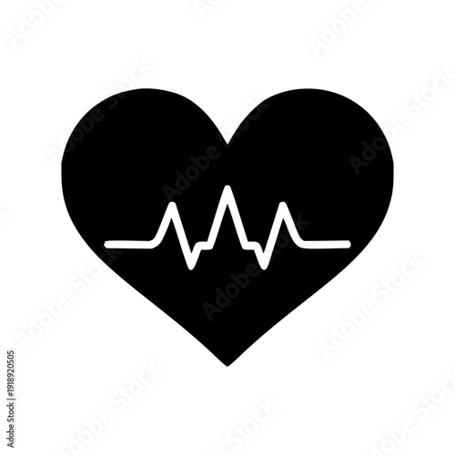 Heartbeat line icon representing vital signs and health monitoring with a simple, modern design