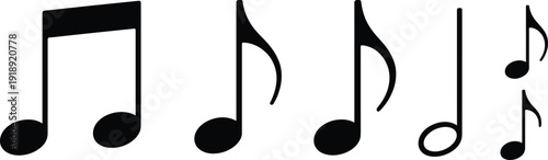Music note icons collection with melody symbols for audio sound song composition media and entertainment design elements