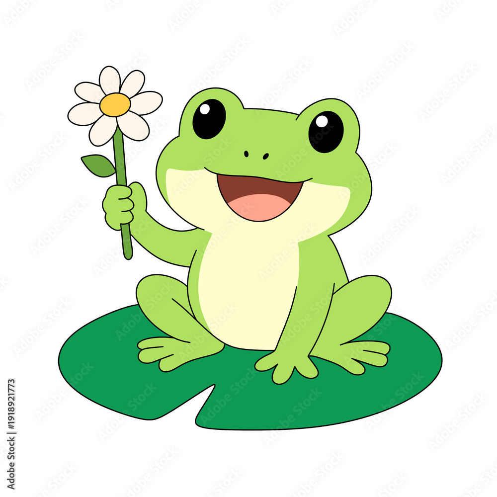 Obraz premium Frog and Flower Illustration