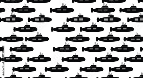 Seamless Submarine Silhouette Pattern Background