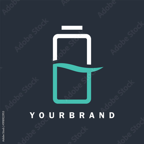 b letter water bottle,simple logo icon vector concept design .