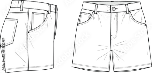 Black and white of two pairs of shorts clothing fashion apparel