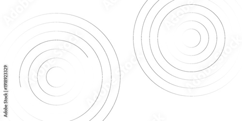 Circular lines geometric background in abstract style. Modern line art illustration with black circular concentric on halftone design template.