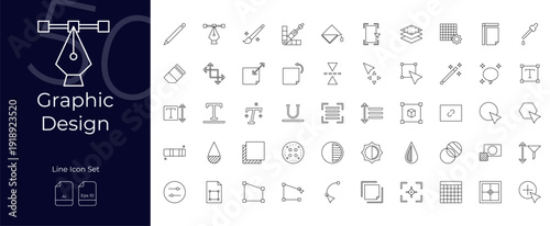 Graphic Design Line Editable Icons set