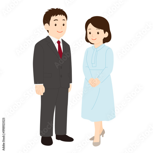 フォーマルな男性と女性の全身イラスト