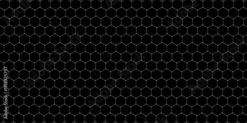 Black background. Dark hexagon carbon fiber texture. Navy blue honeycomb metal texture steel background. Web design template vector illustration EPS 10.