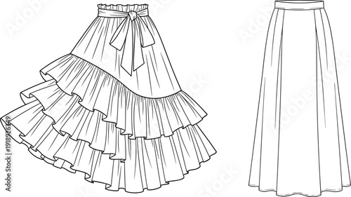 Layered ruffled skirt and plain maxi skirt skirts layered skirt fashion clothing