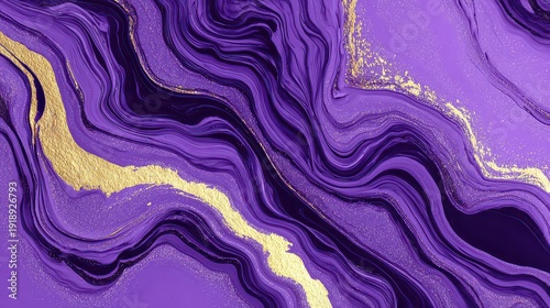 Abstract Swirling Pattern with Purple Hues and Gold Glitter Accents Elegant Decorative Design for Wallpaper or Background in High Resolution