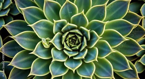 Close up View of Spiral Succulent Plant in Vibrant Green Tones