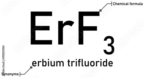 Erbium trifluoride chemical formula with callout titles