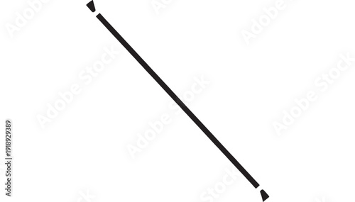 Line diagonal slash icon with bold black stroke and small end caps, minimalist geometric symbol isolated on white background for UI design, logo, and infographic use