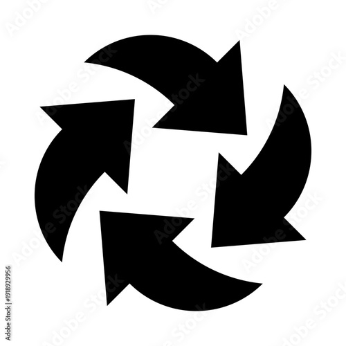 Four circle arrows in a round rotating circular motion flat vector icon for apps and websites