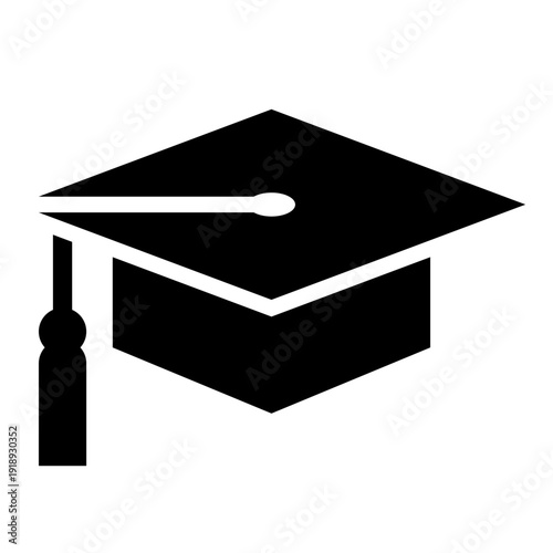 Mortar board or graduation cap sign. Higher education icon, university degree symbol.