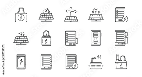 Security System Outline Icons Set Illustration