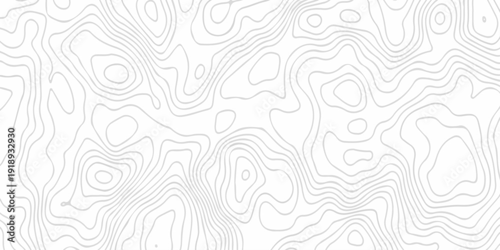 Fototapeta premium Abstract discovery topographic map banner texture background. Contour abstract map relief land outline. Topographic map patterns. White wave paper curved relief abstract background. Seamless topo line