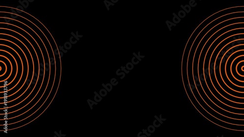 Radio wave signal animation on black background. Green spiral radio wave station. Radio wave signal and sound wave signal.