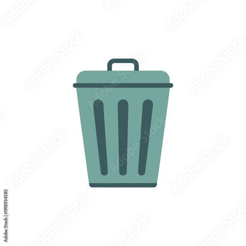Cartoon style trash can icon illustration for waste removal on white background