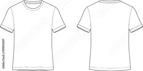 White t shirt front and back view blank t shirt clothing