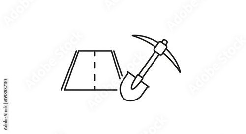 Pickaxe and Mining Pit Illustration.